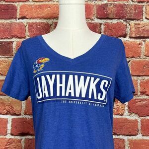 Kansas Jayhawks Rivalry Threads‎ 91 Women's Medium V Neck T-Shirt Short Sleeve